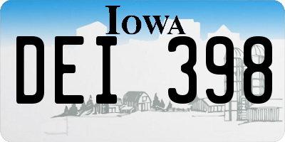 IA license plate DEI398
