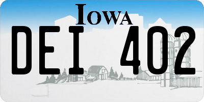 IA license plate DEI402