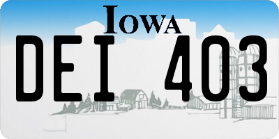 IA license plate DEI403