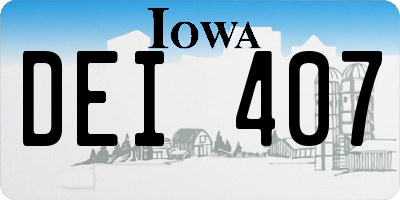IA license plate DEI407