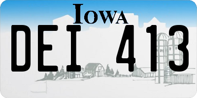 IA license plate DEI413
