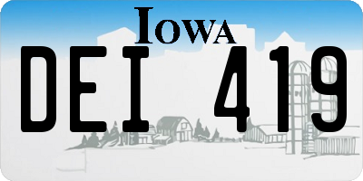 IA license plate DEI419