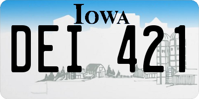 IA license plate DEI421