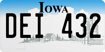 IA license plate DEI432