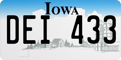 IA license plate DEI433