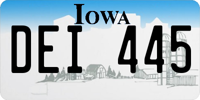IA license plate DEI445