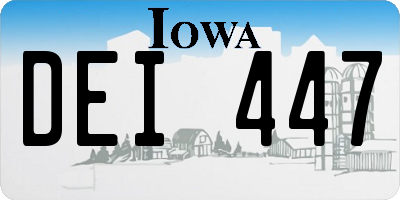 IA license plate DEI447
