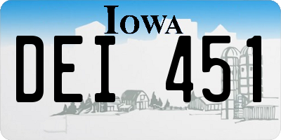 IA license plate DEI451