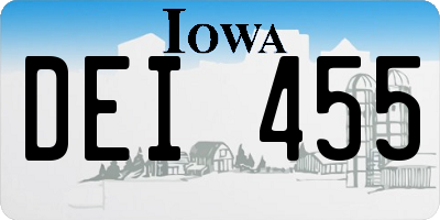IA license plate DEI455