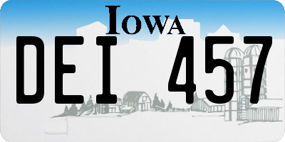IA license plate DEI457