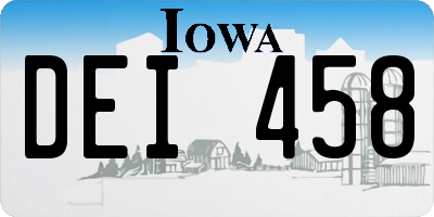 IA license plate DEI458