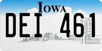 IA license plate DEI461
