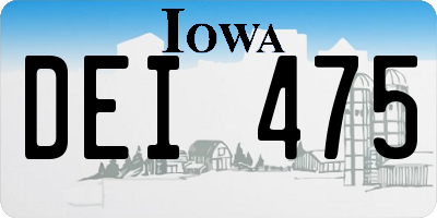 IA license plate DEI475