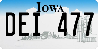 IA license plate DEI477
