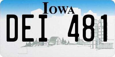 IA license plate DEI481