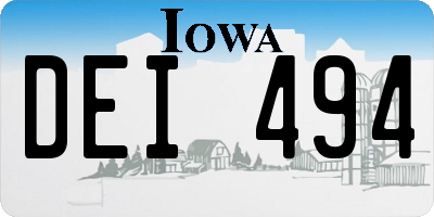 IA license plate DEI494