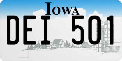IA license plate DEI501