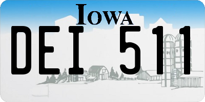IA license plate DEI511