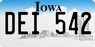 IA license plate DEI542