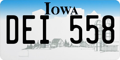 IA license plate DEI558