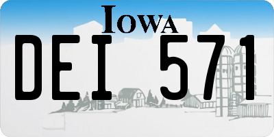 IA license plate DEI571