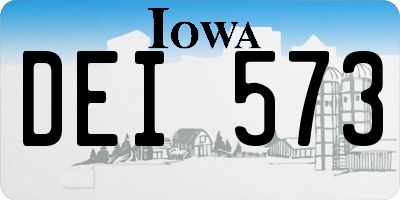 IA license plate DEI573
