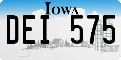 IA license plate DEI575