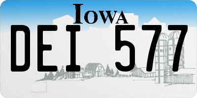 IA license plate DEI577