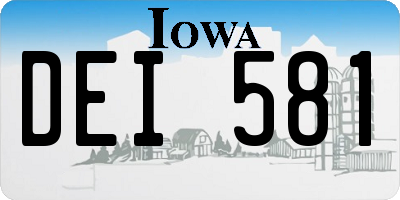 IA license plate DEI581