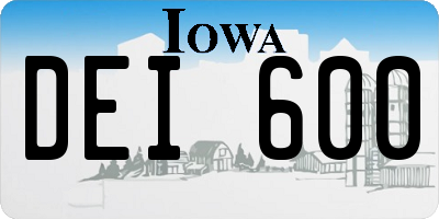 IA license plate DEI600