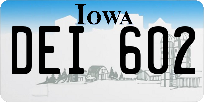 IA license plate DEI602