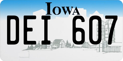 IA license plate DEI607