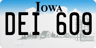 IA license plate DEI609