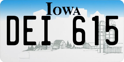 IA license plate DEI615