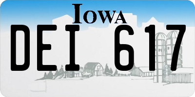IA license plate DEI617