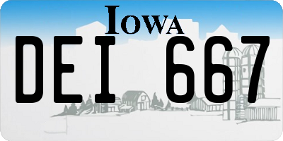 IA license plate DEI667