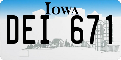 IA license plate DEI671