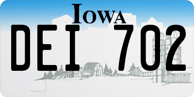 IA license plate DEI702