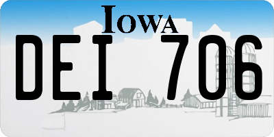 IA license plate DEI706
