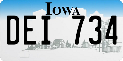 IA license plate DEI734
