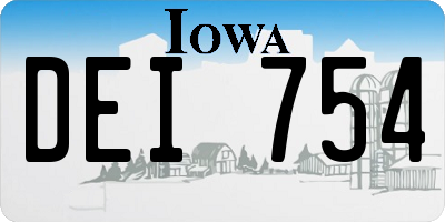 IA license plate DEI754