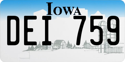 IA license plate DEI759