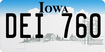 IA license plate DEI760