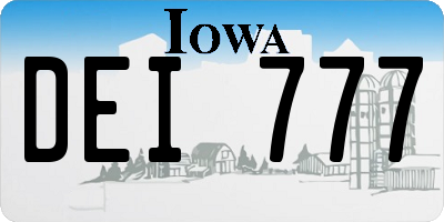 IA license plate DEI777
