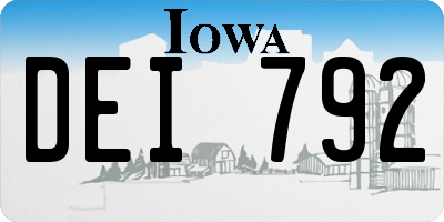 IA license plate DEI792