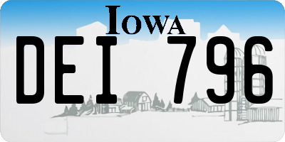 IA license plate DEI796