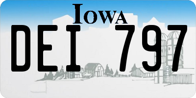 IA license plate DEI797