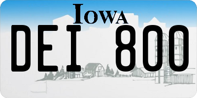 IA license plate DEI800