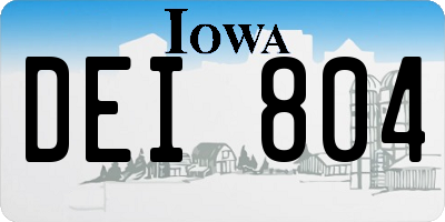IA license plate DEI804