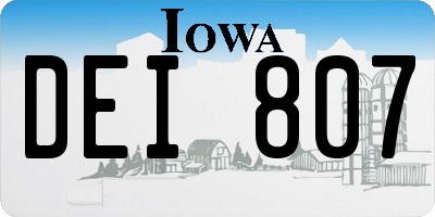 IA license plate DEI807